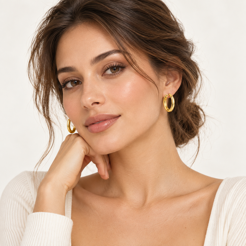 Golden Petal Hoop Earrings