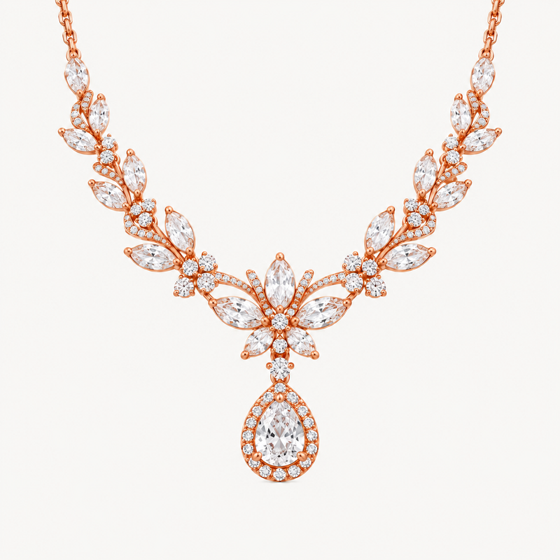 Rose Bloom Teardrop Necklace